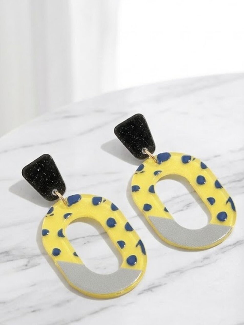 Ladies Yellow Retro Earrings